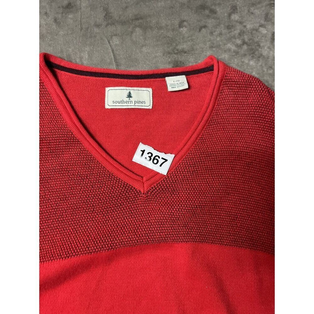 Southern Pines Sweater Mens Large Red Crew Neck Pullover Knit‎ Casual Outdoor
